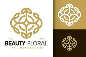 luxo floral elegante logotipo vetor ícone ilustração