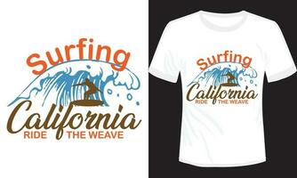 ilustração vetorial de design de camiseta de surf na Califórnia vetor
