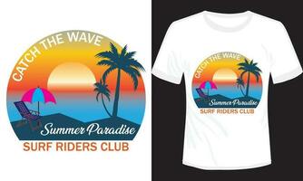 verão paraíso surfar cavaleiros clube camiseta Projeto vetor ilustração