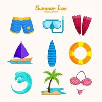 coleção de ícones de praia de verão vetor