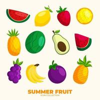 coleção de ícones de frutas de verão vetor