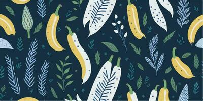 tropical delícias, vetor ilustração do banana padrões com verão vibrações