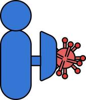 humano vírus proteger a partir de escudo dentro azul e vermelho cor. vetor