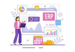 erp empreendimento recurso planejamento sistema vetor ilustração com o negócio integração, produtividade e companhia Aprimoramento dentro mão desenhado modelos