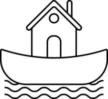 barco casa ícone dentro linha arte. vetor