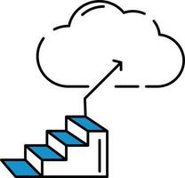escadas com nuvem ou carreira ícone dentro azul e branco cor. vetor