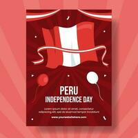 Peru independência dia vertical poster ilustração plano desenho animado mão desenhado modelos fundo vetor