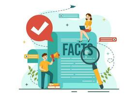 facto Verifica vetor ilustração com mitos vs fatos notícia para completo verificação ou comparar evidência dentro plano desenho animado mão desenhado aterrissagem página modelos