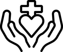 dois mão com cristão Cruz ícone dentro acidente vascular encefálico estilo. vetor