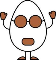 desenho animado chocado ovo vestem óculos ícone dentro Castanho e branco cor. vetor