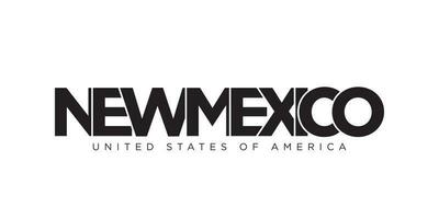 Novo México, EUA tipografia slogan Projeto. América logotipo com gráfico cidade letras para impressão e rede. vetor