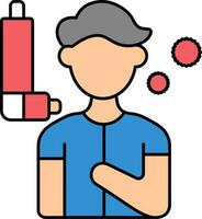 plano estilo asma homem com inalador colorida ícone. vetor