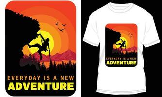 design de camiseta de aventura na montanha vetor