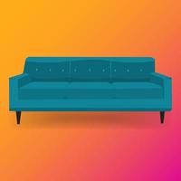 sofá de couro colorido para sala de estar moderna, recepção ou vetor de lounge