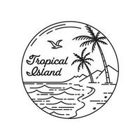 tropical ilha logotipo simples linha arte crachá logotipo modelo Projeto vetor ilustração