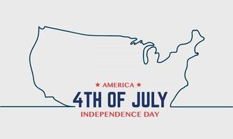 dia da independência da américa com mapa de linha vetor