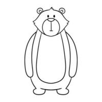 fofa linha engraçado urso. mão desenhado personagem floresta animal isolado em branco fundo. bosque esboço ilustração para coloração livro vetor