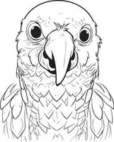 papagaio pássaro ilustração, fofa papagaio coloração página para crianças e adulto, papagaio mascote logotipo, papagaio pássaro vetor Projeto