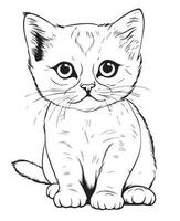 fofa desenho animado gato vetor ilustração, gato coloração página para crianças e adultos. impressão projeto, camiseta projeto, tatuagem projeto, mural arte, gato mascote