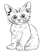 fofa desenho animado gato vetor ilustração, gato coloração página para crianças e adultos. impressão projeto, camiseta projeto, tatuagem projeto, mural arte, gato mascote
