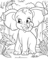 coloração página do desenho animado bebê elefante vetor ilustração para coloração livro, mão desenhado vetor coloração página do desenho animado bebê elefante. coloração página para crianças e adultos.