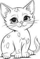 fofa desenho animado gato vetor ilustração, gato coloração página para crianças e adultos. gato vetor logotipo, camiseta projeto, tatuagem projeto, mural arte, gato mascote