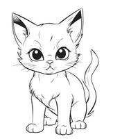 fofa desenho animado gato vetor ilustração, gato coloração página para crianças e adultos. impressão projeto, camiseta projeto, tatuagem projeto, mural arte, gato mascote