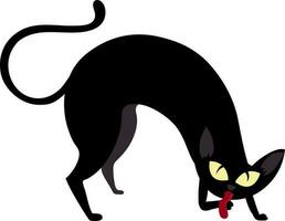 ilustração do assustador gato com vermelho língua. vetor