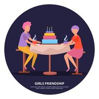 ilustração vetorial de fundo ortogonal de amizade para meninas vetor