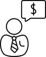 plano ilustração do homem de negocios e dólar símbolo. vetor