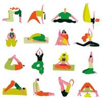 poses de ioga conjunto de asanas ilustração vetorial vetor