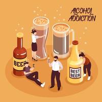 Ilustração em vetor ilustração isométrica de abuso de álcool