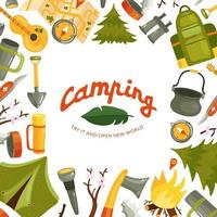 ilustração em vetor camping plana