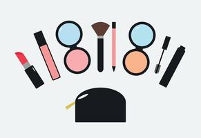 vetor plano de coleção de kit de maquiagem