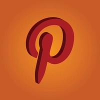 ícone de mídia social 3d pinterest vetor