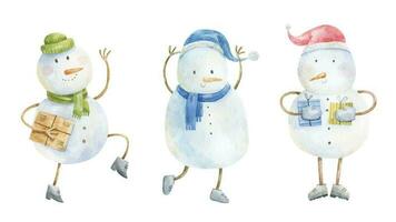 fofa boneco de neve, infantil mão pintado ilustração vetor