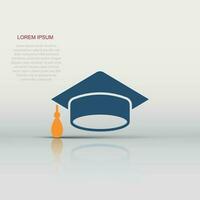 graduação boné ícone dentro plano estilo. Educação chapéu vetor ilustração em branco isolado fundo. universidade solteiro o negócio conceito.