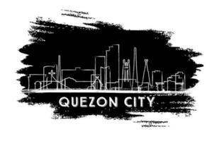 Quezon cidade Filipinas Horizonte silhueta. mão desenhado esboço. o negócio viagem e turismo conceito com histórico arquitetura. vetor