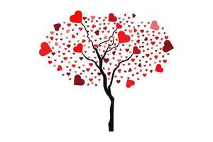 ilustração do amor árvore com coração folhas vetor