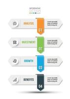 Modelo de infográfico de fluxo de trabalho de processo de 4 etapas vetor