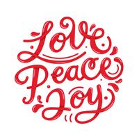 Paz amor alegria Lettering tipografia vetor