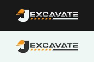 logotipo da escavadeira letra j vetor