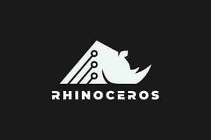 rinoceronte círculo tecnologia logotipo vetor
