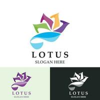 floral lótus linha arte beleza simples e moderno logotipo modelo vetor elemento