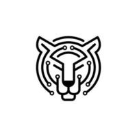digital tecnologia tigre cabeça logotipo Projeto vetor modelo