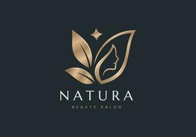 natural beleza salão feminino logotipo Projeto vetor