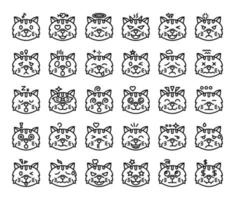ícones de vetor de contorno de emoji de gato