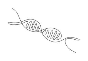 1 contínuo solteiro linha desenhando do dna isolado em branco fundo vetor