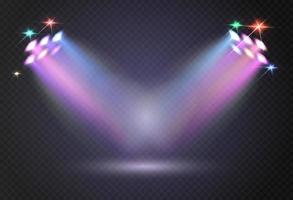 luzes do estádio projetores brilhantes isolados projetor de iluminação modelo de projetor de vetor iluminado para ilustração de concertos e jogos