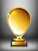 xícara, dourado troféu em pedestal com placa de identificação vetor